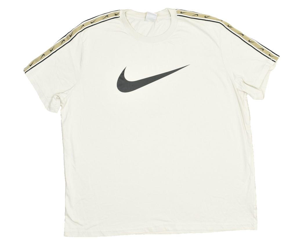 Nike Men's Regular Size XXL T-Shirt White Black Gold Swoosh Stripes Swoosh